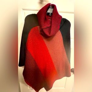 Red and Black cow neck cape.